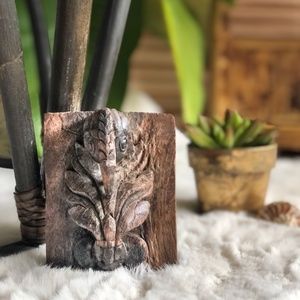 vintage wooden carved wall plaque- tribal tiki